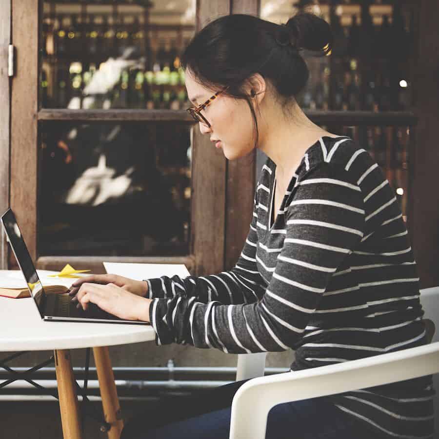 Woman Laptop Searching Research Connection Technology Concept
